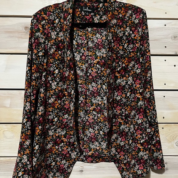 Lulus Jackets & Blazers - Lulu's Miss Punctuality Pink and Black Floral Print Lightweight Blazer